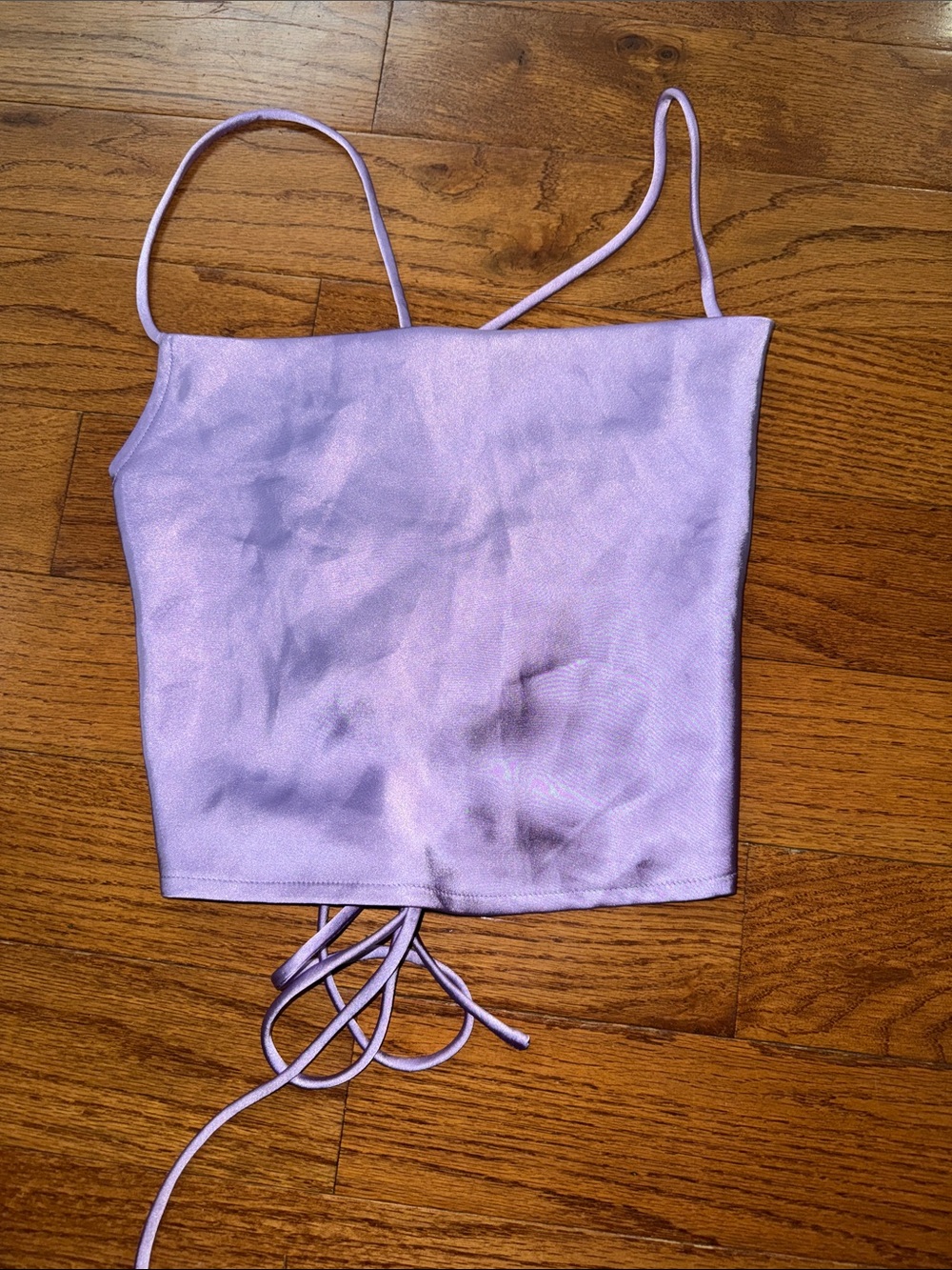 Vintage dELiA*s Lilac Silk Lace-Up Crop Top Y2K